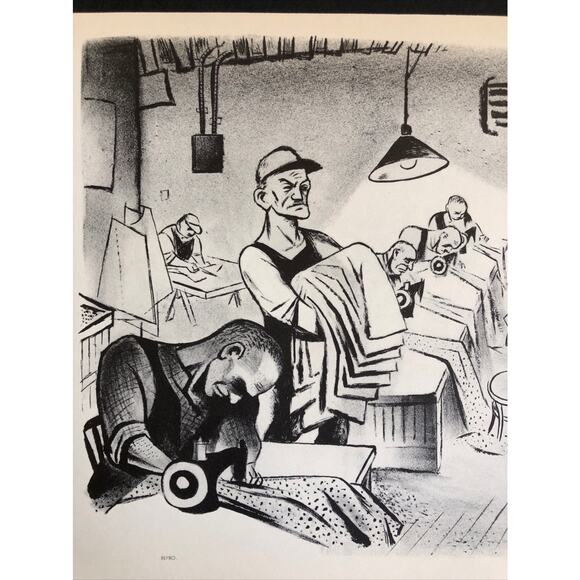 William Gropper "Sweatshop" 1930s Art Print Treasury Collection Sketch Vintage - Picture 2 of 11